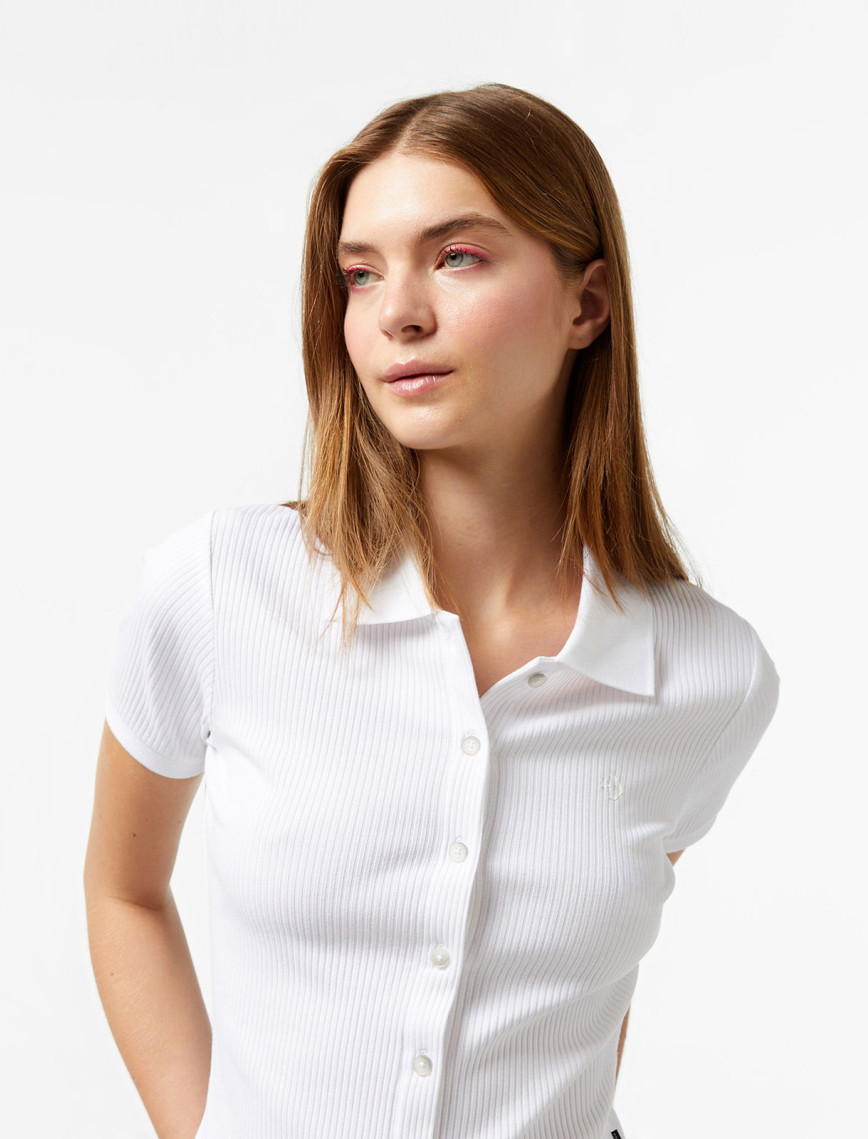 Converse Slim Fit Kadın Beyaz Polo Converse Slim Fit Kadın Beyaz Polo