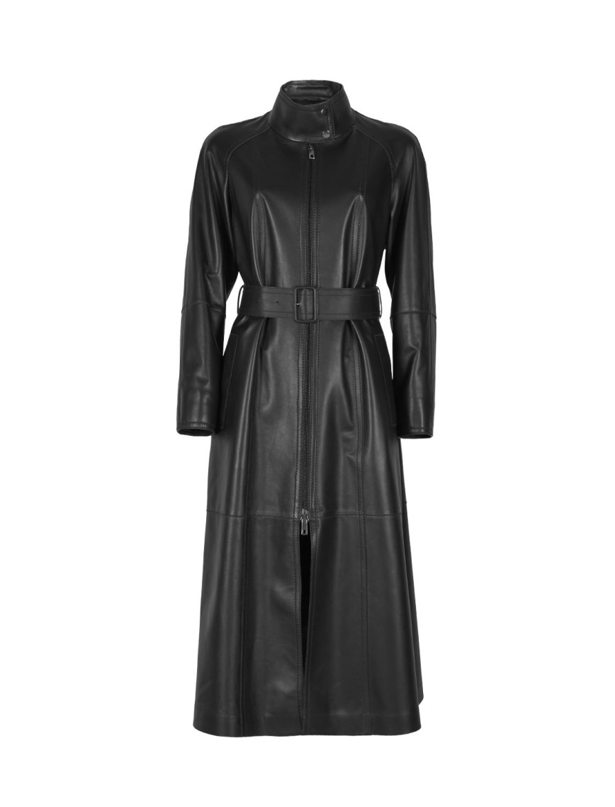 Richelle Siyah Kadın Deri Trençkot Richelle Siyah Kadın Deri Trençkot