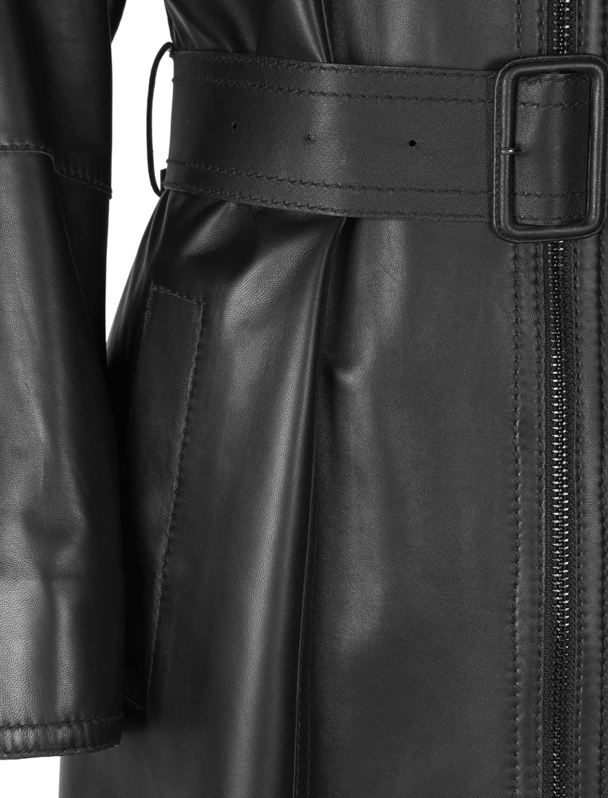 Richelle Siyah Kadın Deri Trençkot Richelle Siyah Kadın Deri Trençkot