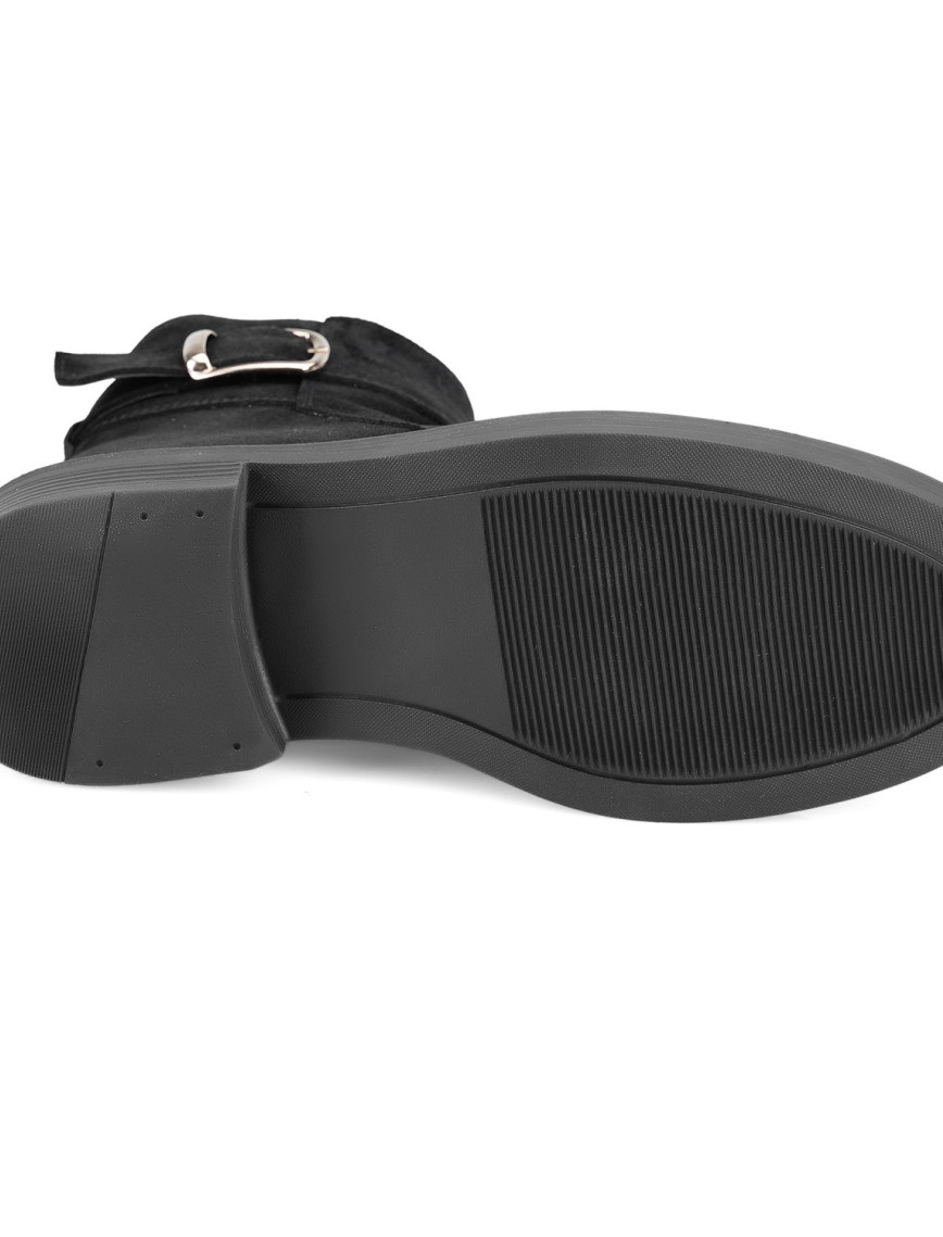 Kadın Siyah Kemer Aksesuarlı Süet Bot Kadın Siyah Kemer Aksesuarlı Süet Bot