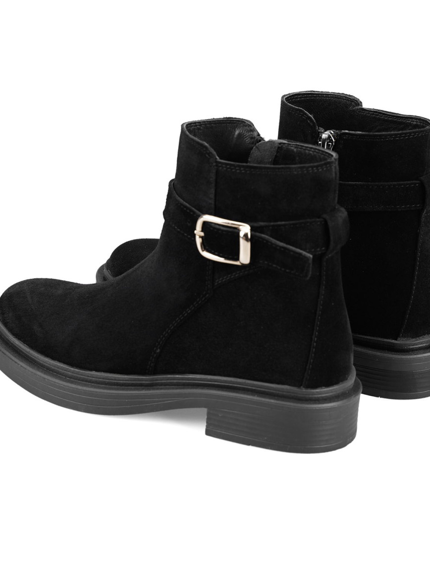 Kadın Siyah Kemer Aksesuarlı Süet Bot Kadın Siyah Kemer Aksesuarlı Süet Bot