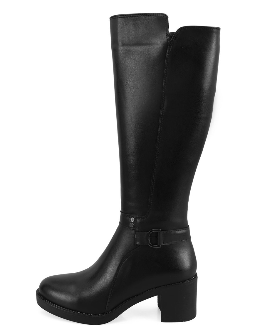 Kadın Siyah Topuklu Deri Çizme Kadın Siyah Topuklu Deri Çizme