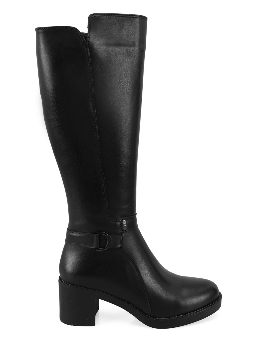 Kadın Siyah Topuklu Deri Çizme Kadın Siyah Topuklu Deri Çizme