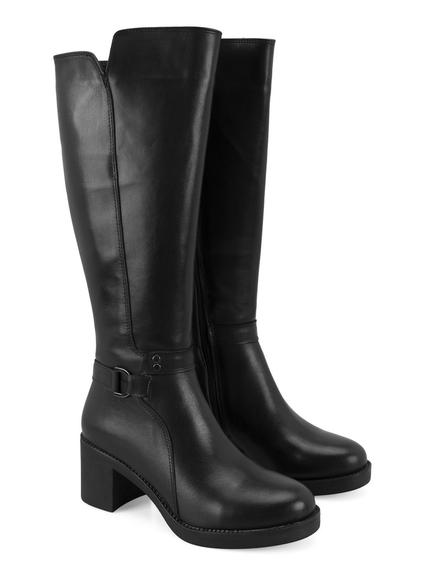 Kadın Siyah Topuklu Deri Çizme Kadın Siyah Topuklu Deri Çizme