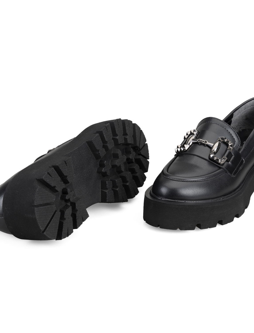 Kadın Siyah Toka Detaylı Loafer Kadın Siyah Toka Detaylı Loafer
