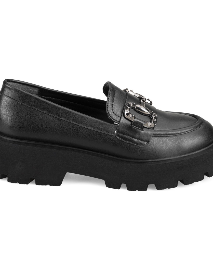 Kadın Siyah Toka Detaylı Loafer Kadın Siyah Toka Detaylı Loafer