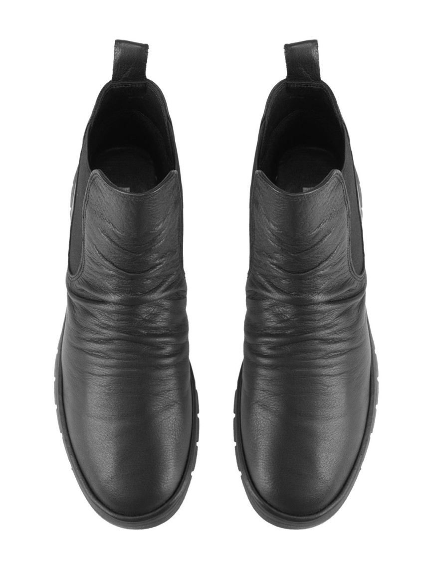 Kadın Siyah Lastikli Deri Bot Kadın Siyah Lastikli Deri Bot