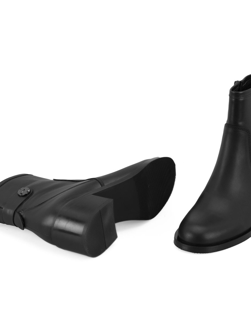 Mayla Siyah Kadın Fermuarlı Topuklu Deri Bot Mayla Siyah Kadın Fermuarlı Topuklu Deri Bot