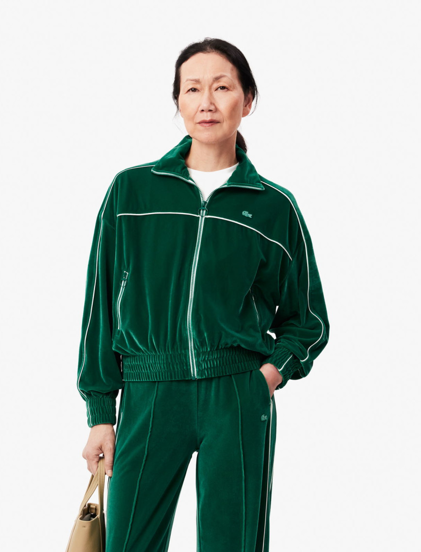 Lacoste Kadın Oversize Fit Bisiklet Yaka Koyu Yeşil Sweatshirt