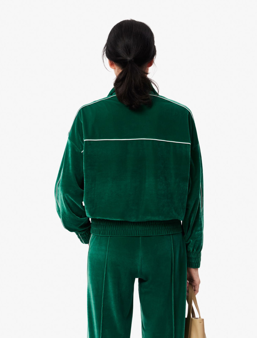 Lacoste Kadın Oversize Fit Bisiklet Yaka Koyu Yeşil Sweatshirt