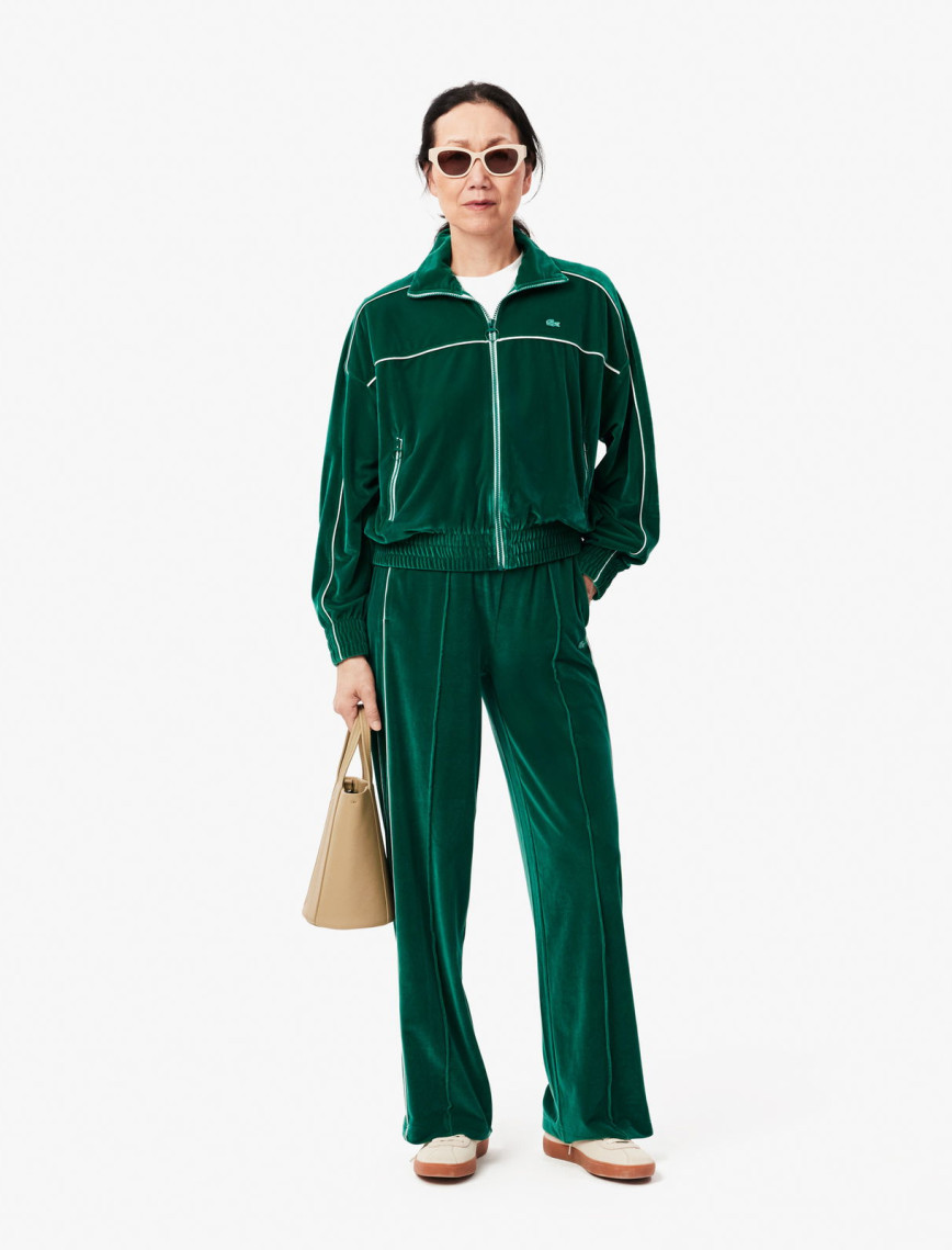 Lacoste Kadın Oversize Fit Bisiklet Yaka Koyu Yeşil Sweatshirt