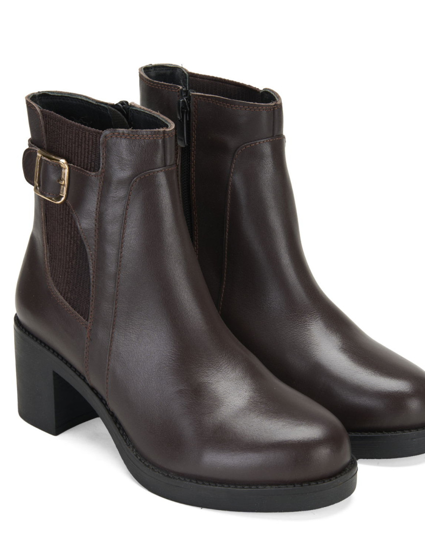 Kadın Kahve Topuklu Deri Bot Kadın Kahve Topuklu Deri Bot