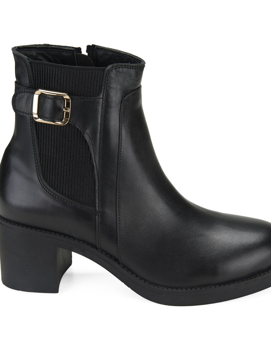 Kadın Siyah Topuklu Deri Bot Kadın Siyah Topuklu Deri Bot