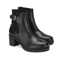 Kadın Siyah Topuklu Deri Bot Kadın Siyah Topuklu Deri Bot