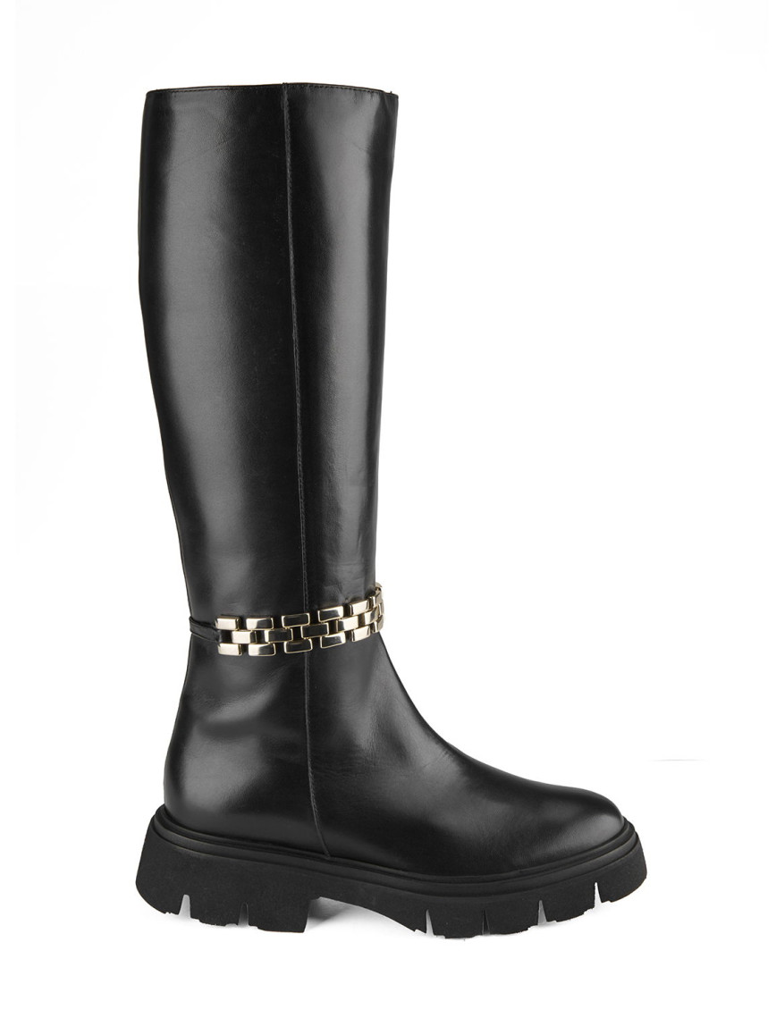 Luca Grossi Kadın Siyah Deri Zincir Detaylı Çizme Luca Grossi Kadın Siyah Deri Zincir Detaylı Çizme