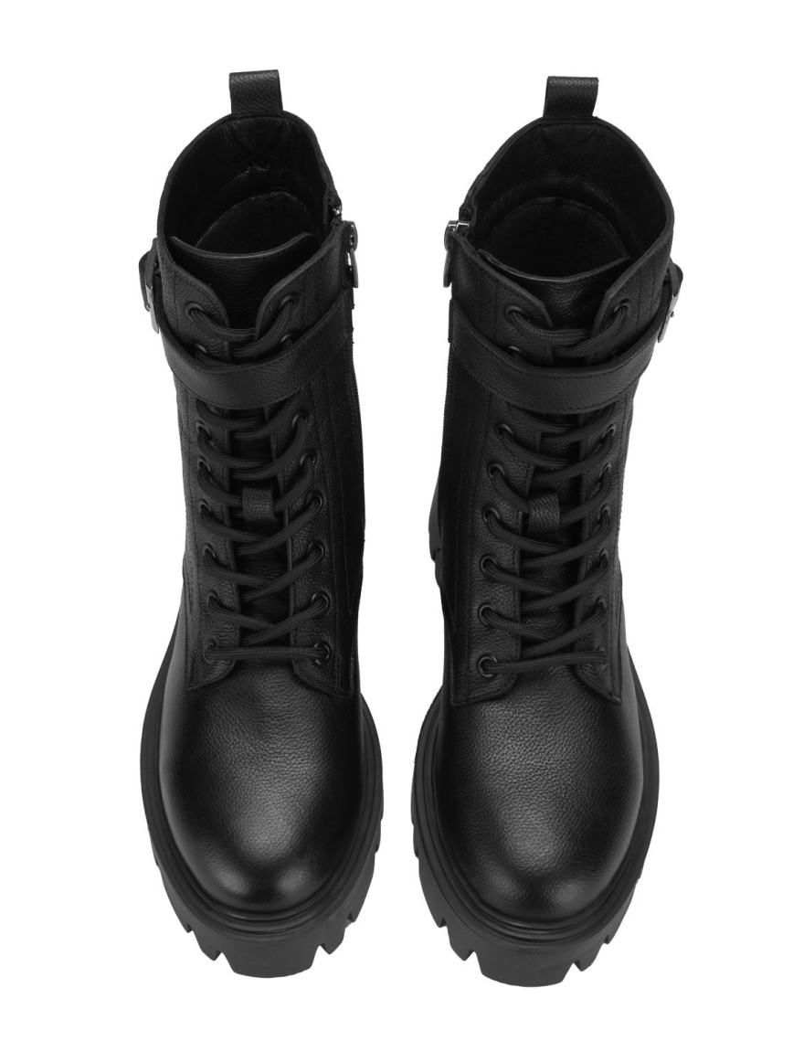 Kadın Siyah Bağcıklı Deri Postal Bot Kadın Siyah Bağcıklı Deri Postal Bot