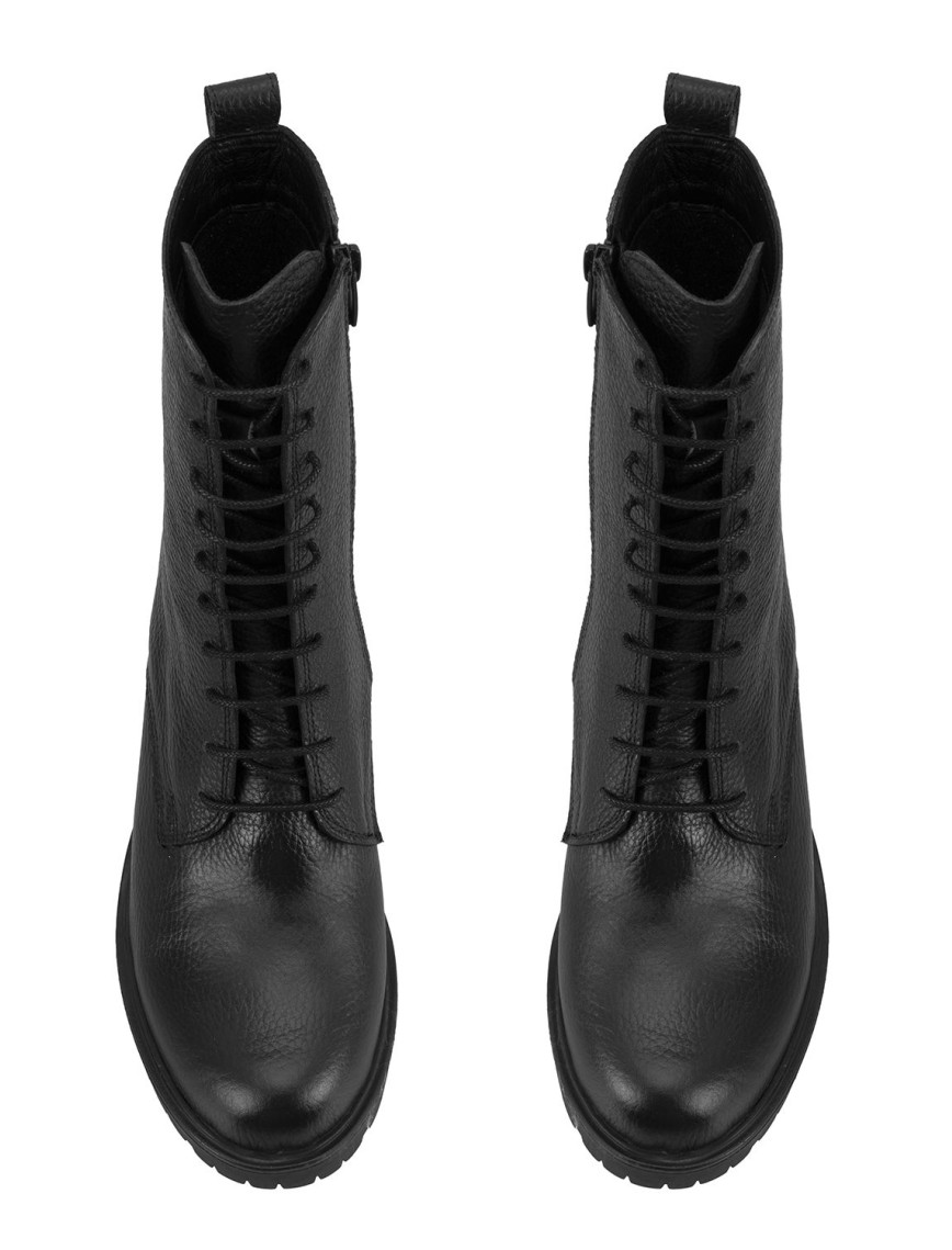 Kadın Siyah Topuklu Deri Bot Kadın Siyah Topuklu Deri Bot