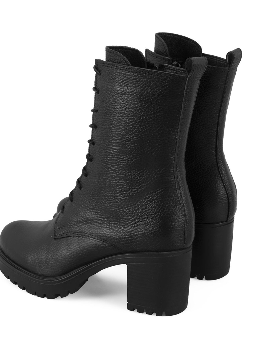 Kadın Siyah Topuklu Deri Bot Kadın Siyah Topuklu Deri Bot