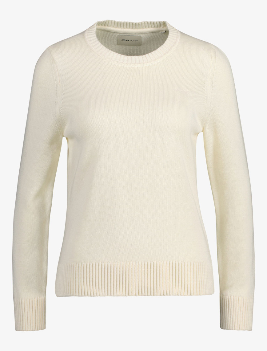 GANT Kadın Krem Regular Fit Bisiklet Yaka Kazak GANT Kadın Krem Regular Fit Bisiklet Yaka Kazak