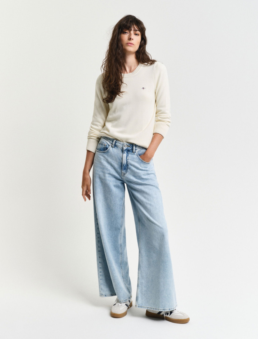 GANT Kadın Krem Regular Fit Bisiklet Yaka Kazak GANT Kadın Krem Regular Fit Bisiklet Yaka Kazak