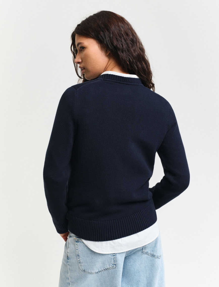 GANT Kadın Lacivert Regular Fit Bisiklet Yaka Kazak GANT Kadın Lacivert Regular Fit Bisiklet Yaka Kazak