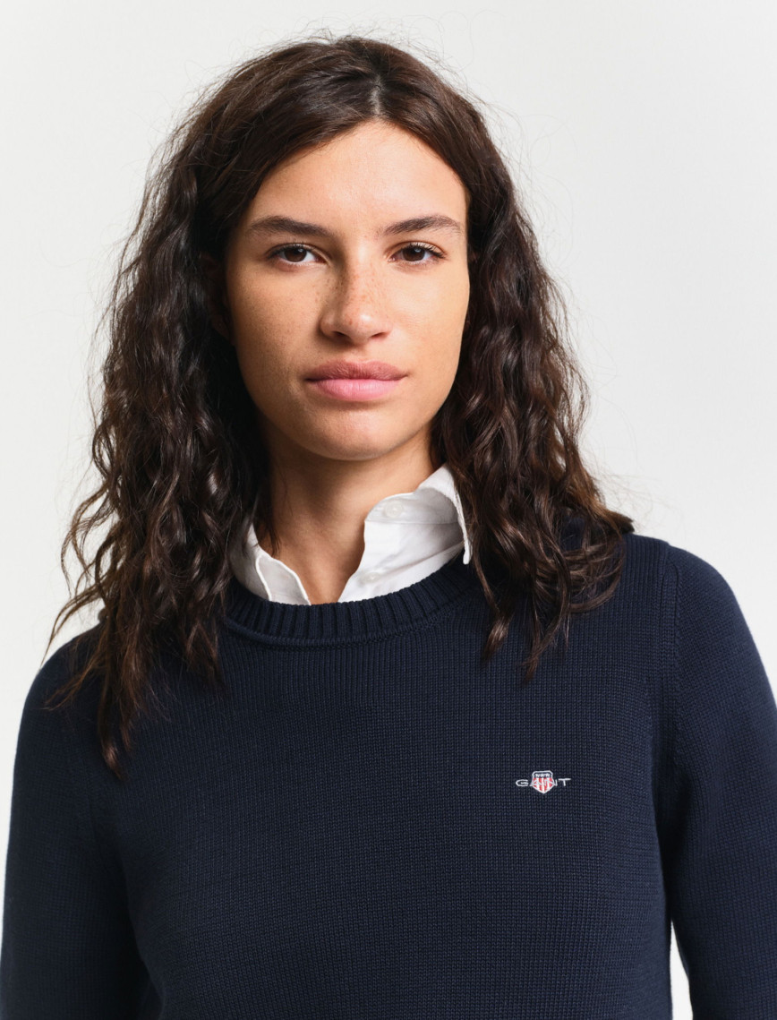 GANT Kadın Lacivert Regular Fit Bisiklet Yaka Kazak GANT Kadın Lacivert Regular Fit Bisiklet Yaka Kazak