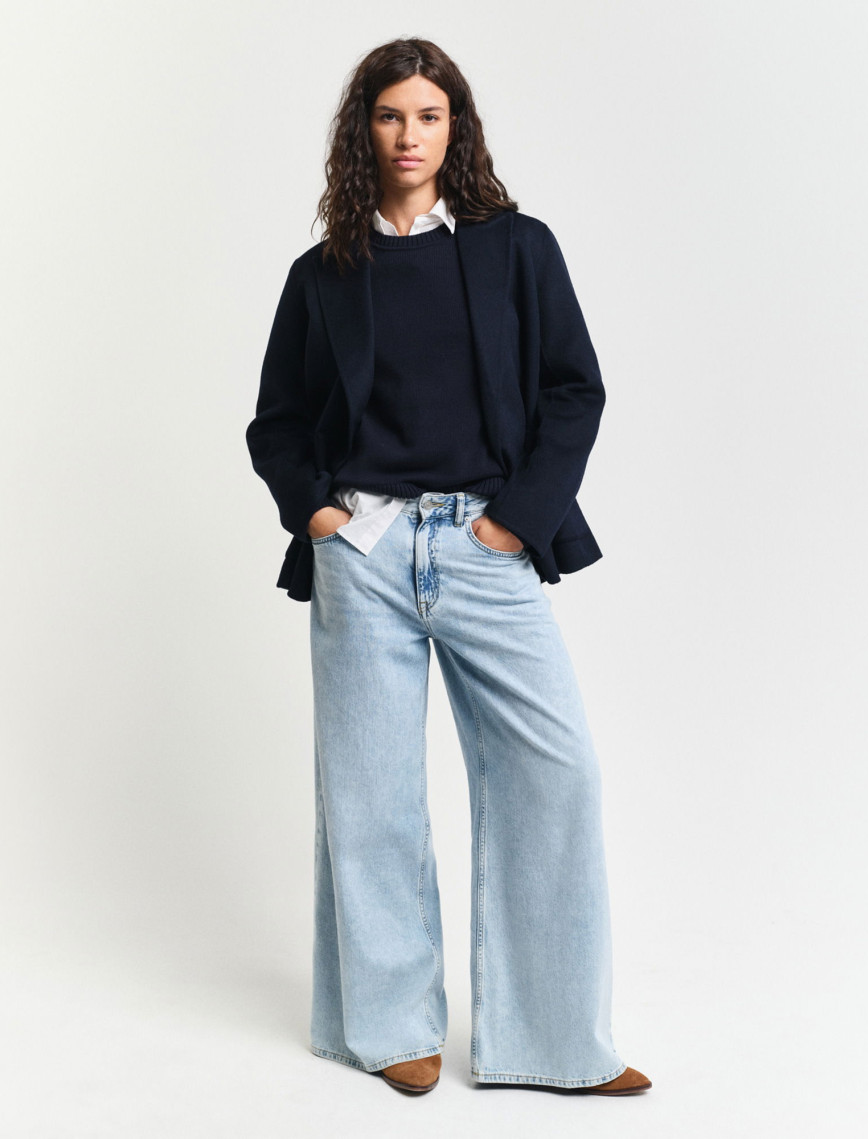 GANT Kadın Lacivert Regular Fit Bisiklet Yaka Kazak GANT Kadın Lacivert Regular Fit Bisiklet Yaka Kazak