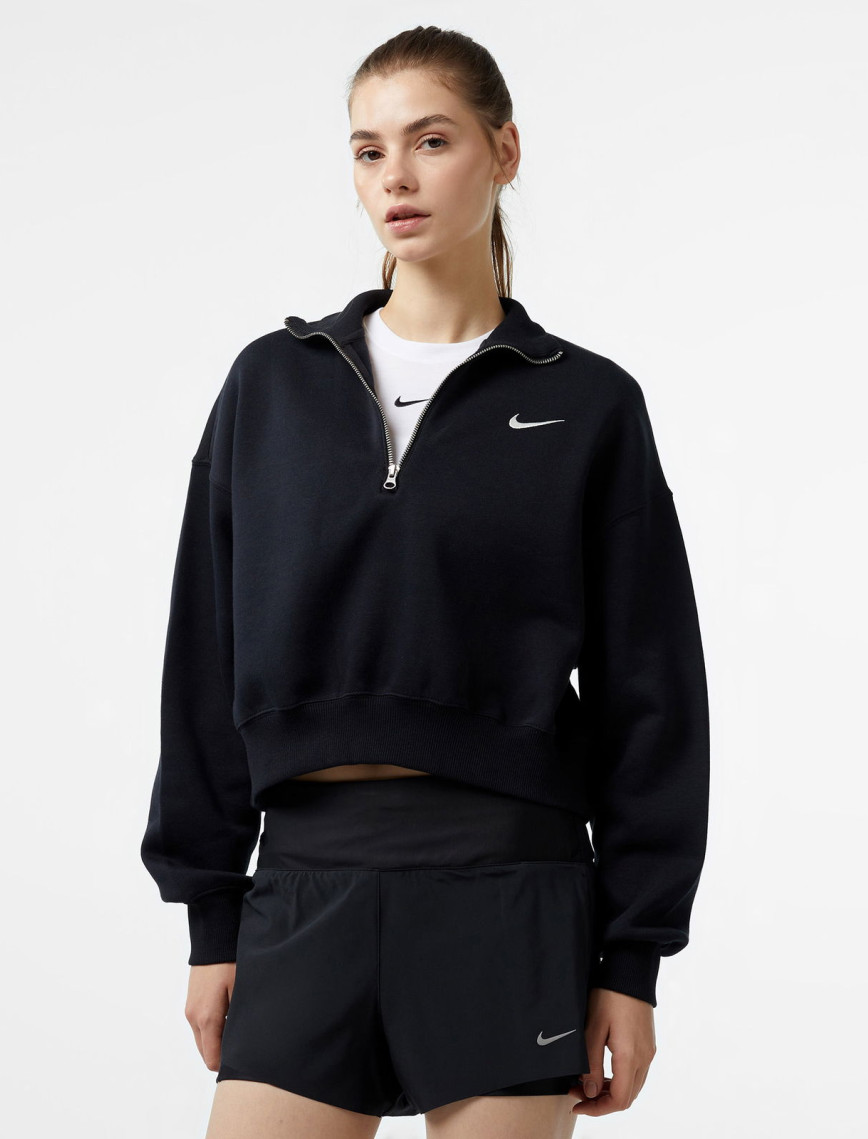 Nike Sportswear Phoenix Fleece Qz Crop Kadın Siyah Sweatshirt Nike Sportswear Phoenix Fleece Qz Crop Kadın Siyah Sweatshirt