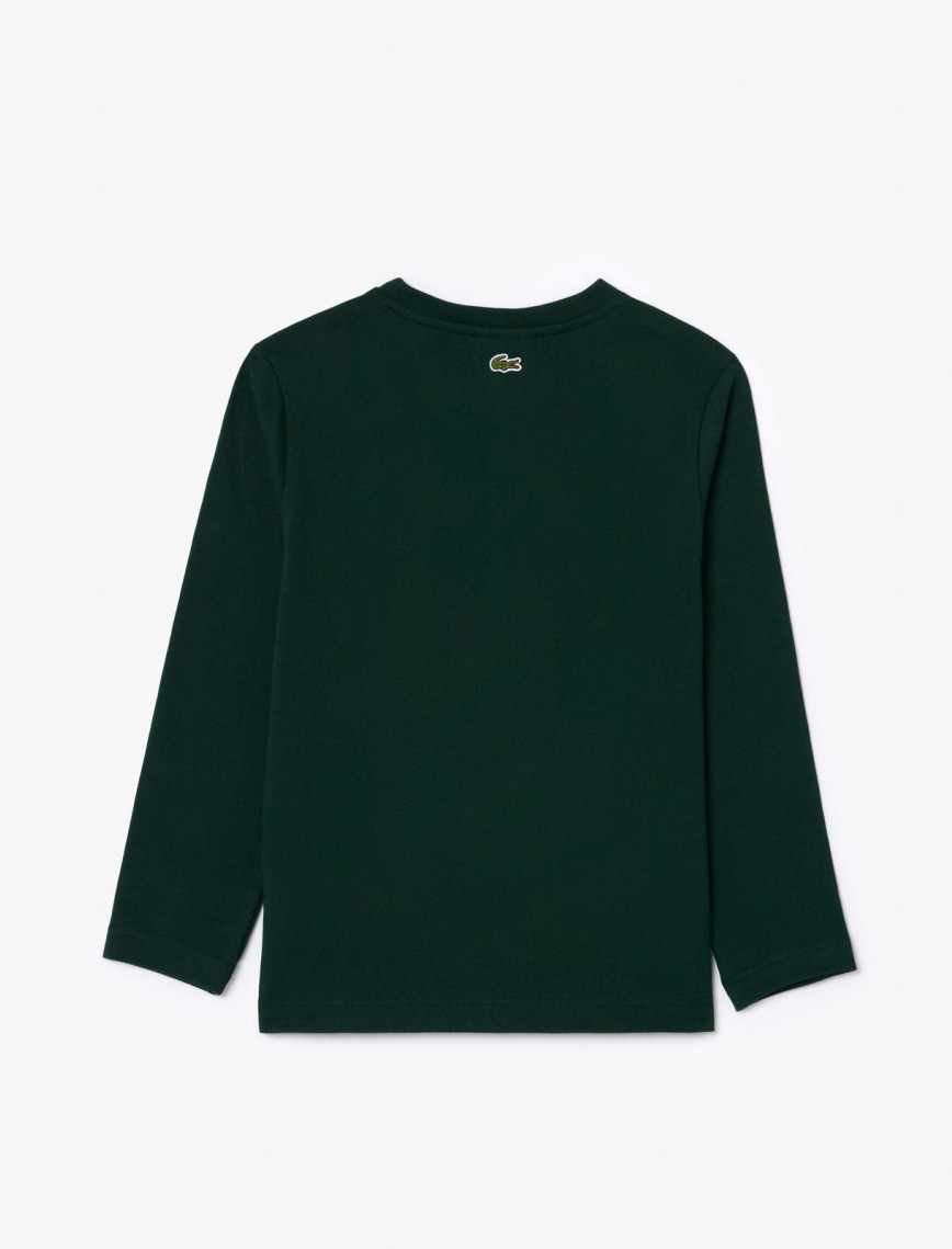 Lacoste Çocuk Uzun Kollu Bisiklet Yaka Baskılı Yeşil T-Shirt Lacoste Çocuk Uzun Kollu Bisiklet Yaka Baskılı Yeşil T-Shirt