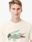 Lacoste Erkek Classic Fit Bisiklet Yaka Baskılı Krem T-Shirt Lacoste Erkek Classic Fit Bisiklet Yaka Baskılı Krem T-Shirt