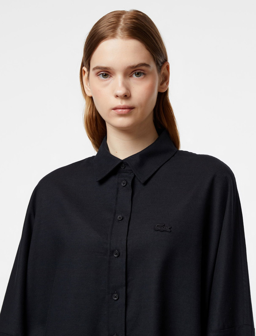 Lacoste Kadın Loose Fit Siyah Gömlek Lacoste Kadın Loose Fit Siyah Gömlek