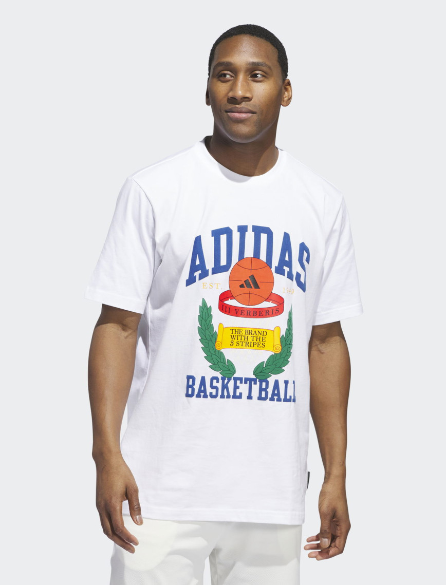 adidas Crest Basketball Graphic Erkek Beyaz T-Shirt adidas Crest Basketball Graphic Erkek Beyaz T-Shirt