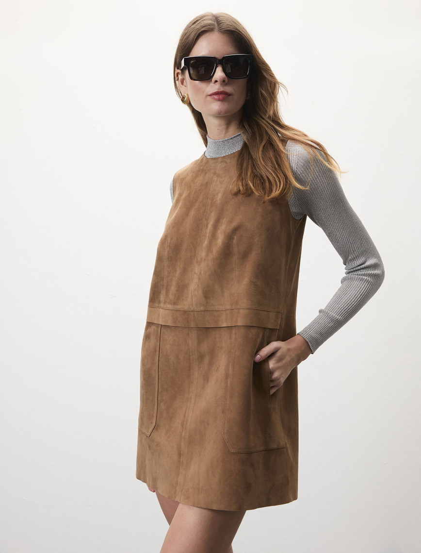 Tarissa Açık Kahve Süet Elbise Tarissa Açık Kahve Süet Elbise