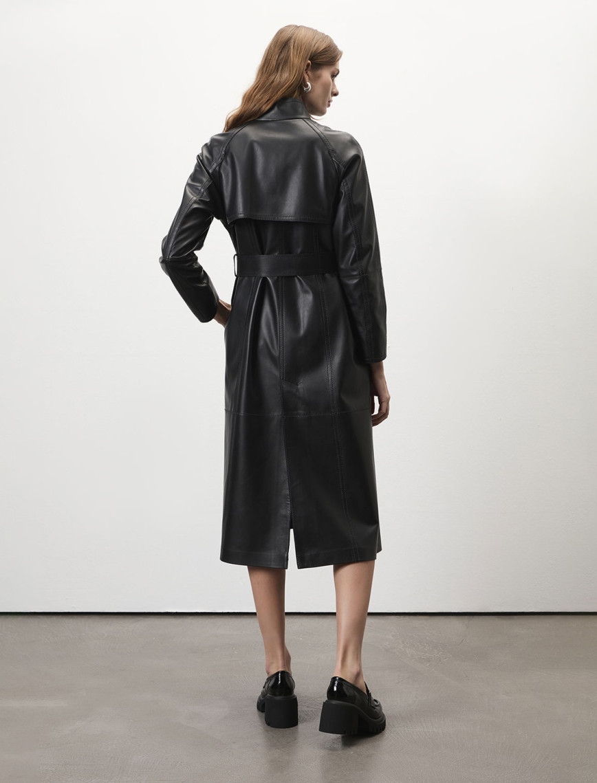 Richelle Siyah Kadın Deri Trençkot Richelle Siyah Kadın Deri Trençkot