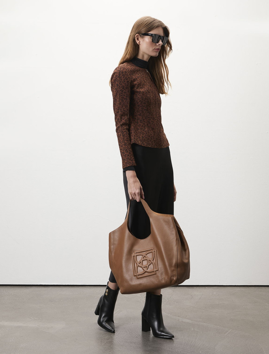 Kadın Turuncu Deri Hobo Çanta