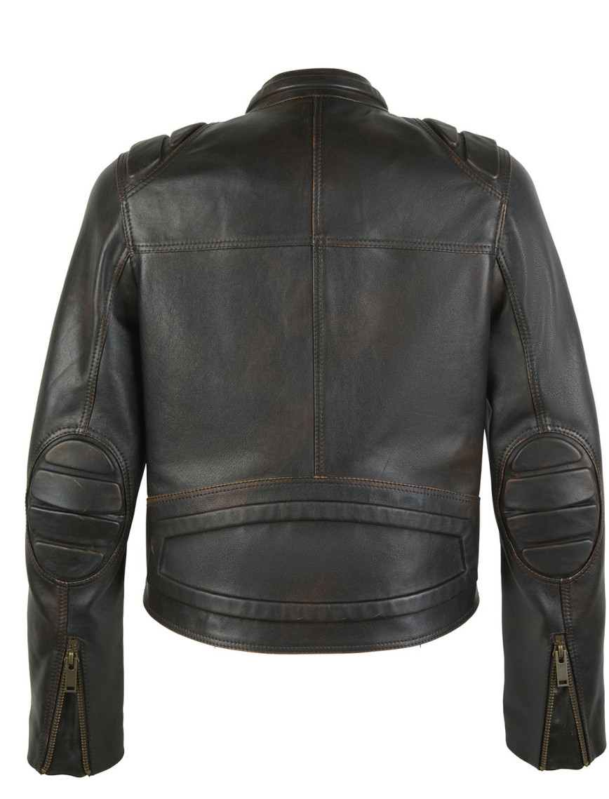 Meline Kahve Kadın Deri Biker Ceket Meline Kahve Kadın Deri Biker Ceket