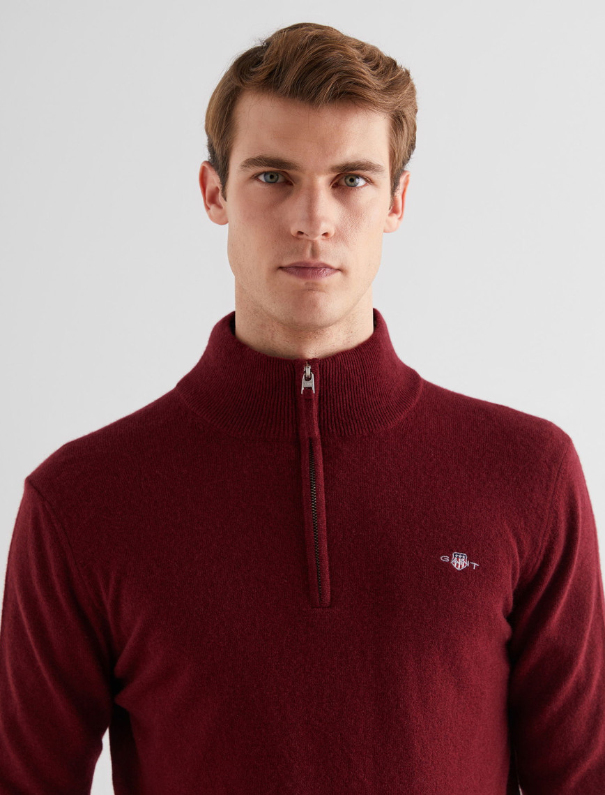 GANT Erkek Bordo Regular Fit Yarım Fermuarlı Yün Kazak GANT Erkek Bordo Regular Fit Yarım Fermuarlı Yün Kazak