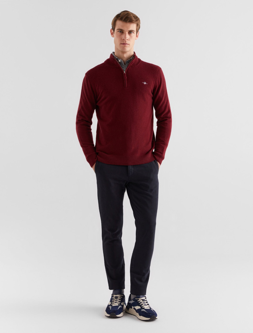 GANT Erkek Bordo Regular Fit Yarım Fermuarlı Yün Kazak GANT Erkek Bordo Regular Fit Yarım Fermuarlı Yün Kazak