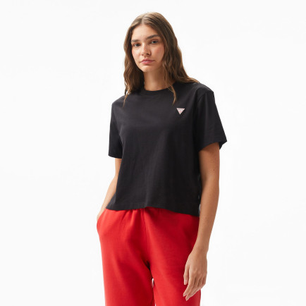 Guess Boxy Mini Organic Cotton 160Gsm Kadın Siyah T-Shirt