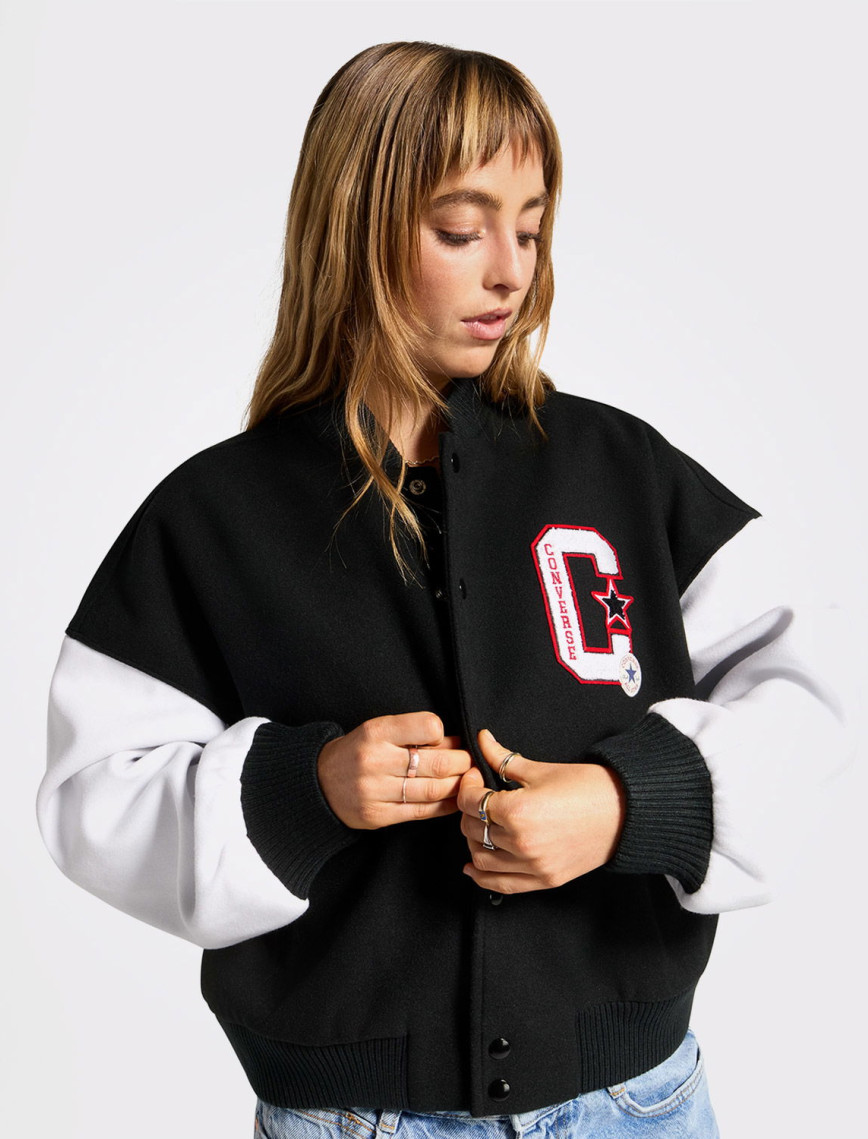 Converse Kadın Dik Yaka Siyah Bomber Ceket Converse Kadın Dik Yaka Siyah Bomber Ceket