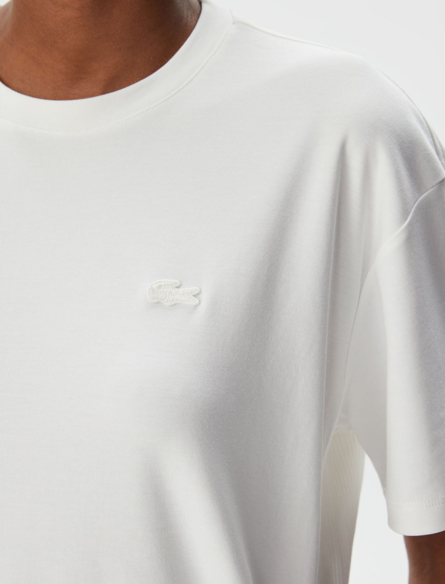 Lacoste Kadın Relaxed Fit Bisiklet Yaka Beyaz T-Shirt Lacoste Kadın Relaxed Fit Bisiklet Yaka Beyaz T-Shirt