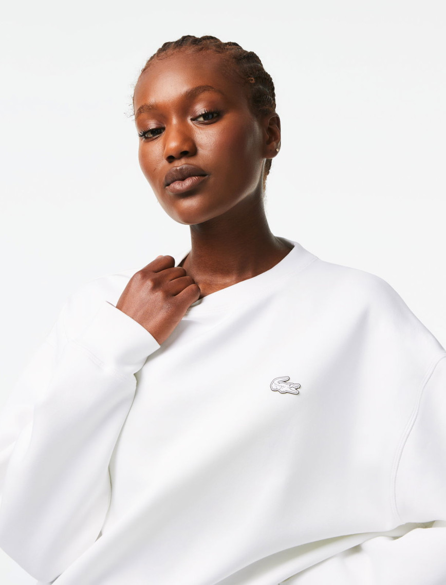 Lacoste Kadın Oversize Fit Bisiklet Yaka Beyaz Sweatshirt Lacoste Kadın Oversize Fit Bisiklet Yaka Beyaz Sweatshirt