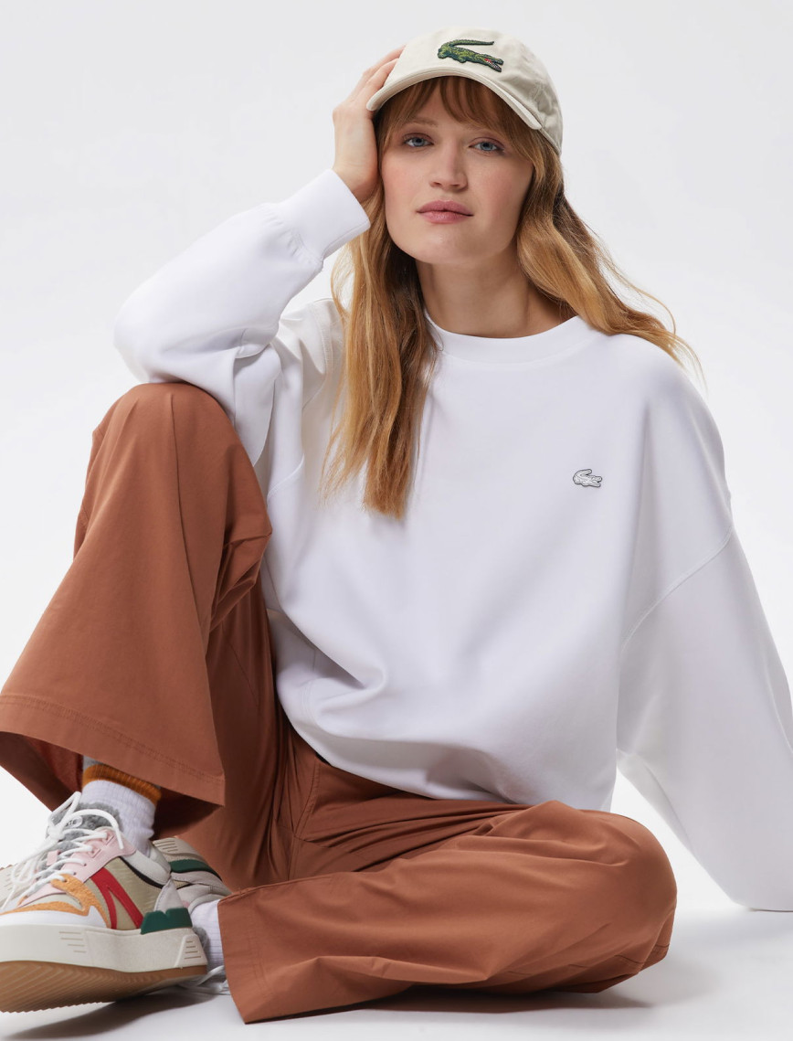 Lacoste Kadın Oversize Fit Bisiklet Yaka Beyaz Sweatshirt Lacoste Kadın Oversize Fit Bisiklet Yaka Beyaz Sweatshirt