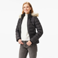 Tommy Hilfiger Jeans Basic Hooded Down Kadın Siyah Mont Tommy Hilfiger Jeans Basic Hooded Down Kadın Siyah Mont