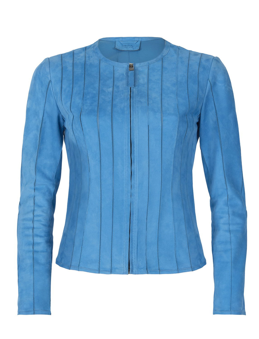 Deundria Mavi Kadın Panelli Fit Süet Ceket Deundria Mavi Kadın Panelli Fit Süet Ceket