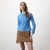 Deundria Mavi Kadın Panelli Fit Süet Ceket Deundria Mavi Kadın Panelli Fit Süet Ceket