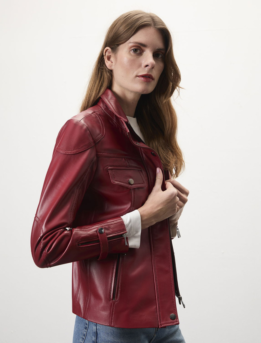 Briellen Kırmızı Kadın Deri Mont Briellen Kırmızı Kadın Deri Mont