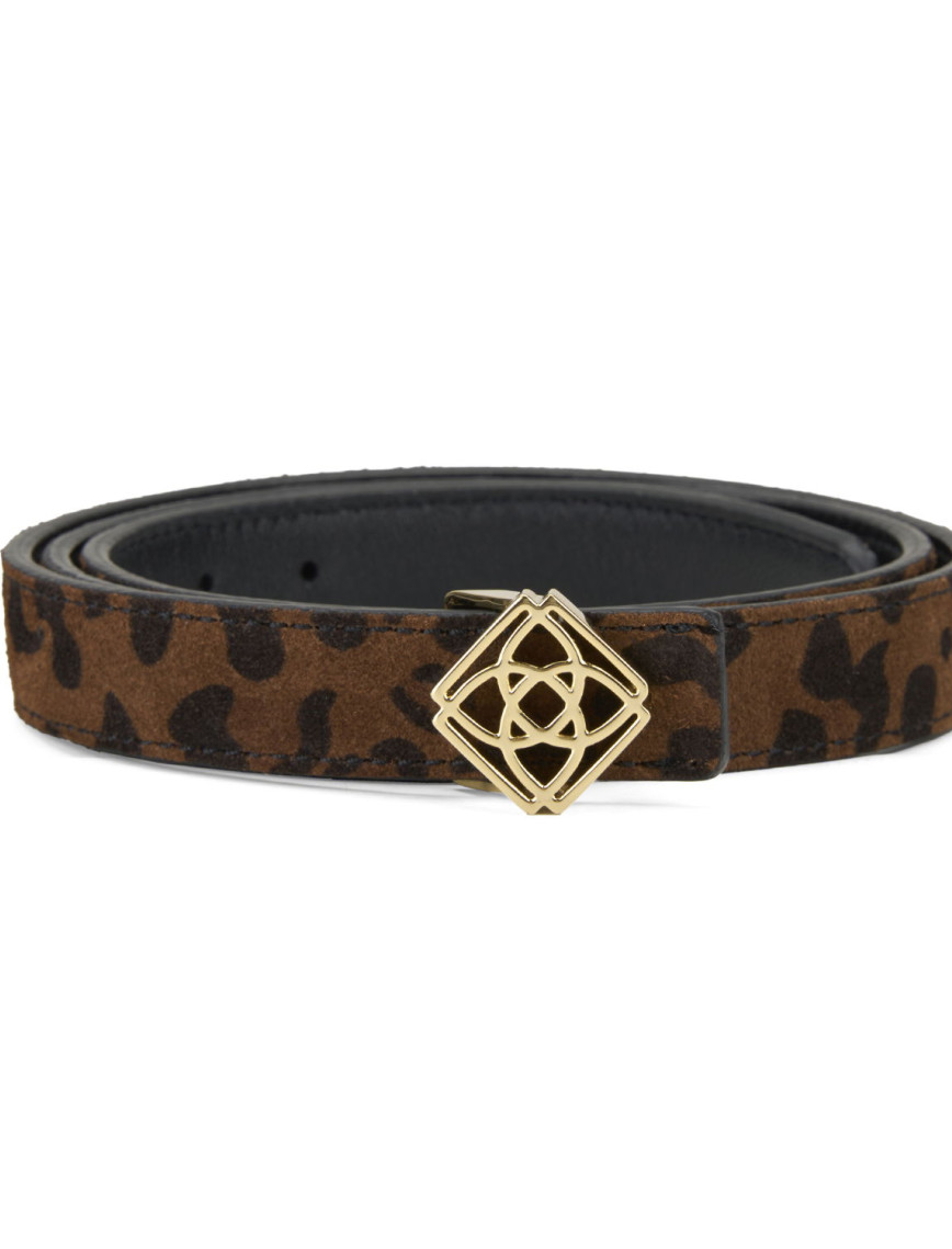 Kieran Leopar Kadın Çift Taraflı Deri Kemer