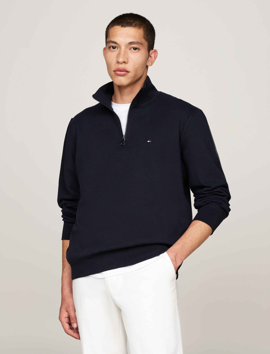 Tommy Hilfiger Essential Fleece 1/4 Erkek Kırmızı Yarım Fermuarlı Sweatshirt Tommy Hilfiger Essential Fleece 1/4 Erkek Kırmızı Yarım Fermuarlı Sweatshirt
