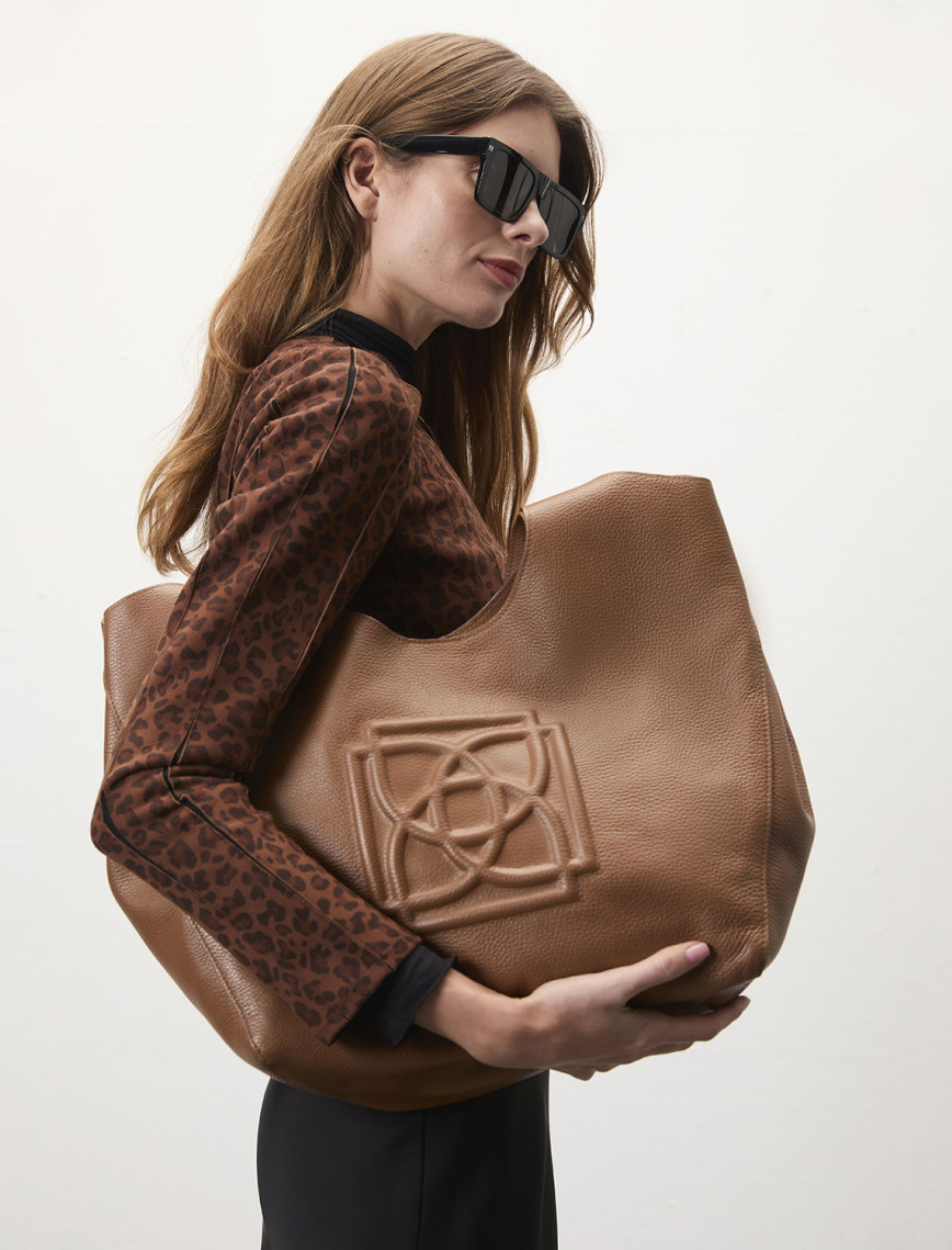 Kadın Turuncu Deri Hobo Çanta